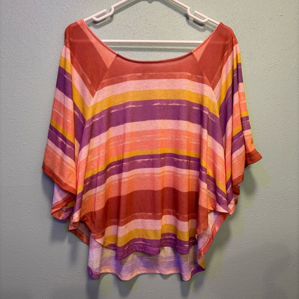 ⭐️ 3/$21 ⭐️Decree Women’s Multicolor Striped Poncho Top Open Shoulders Size S